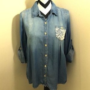 Chambray down with pocket detail